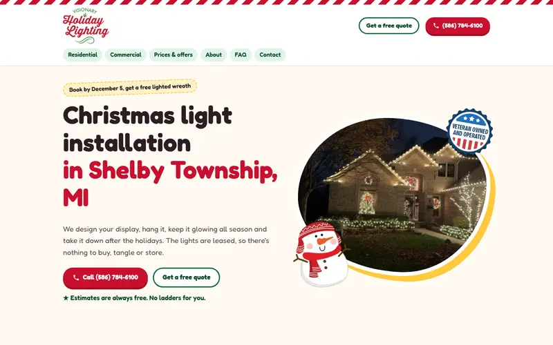 Direction A, Candy Cane Lane: the top of its homepage