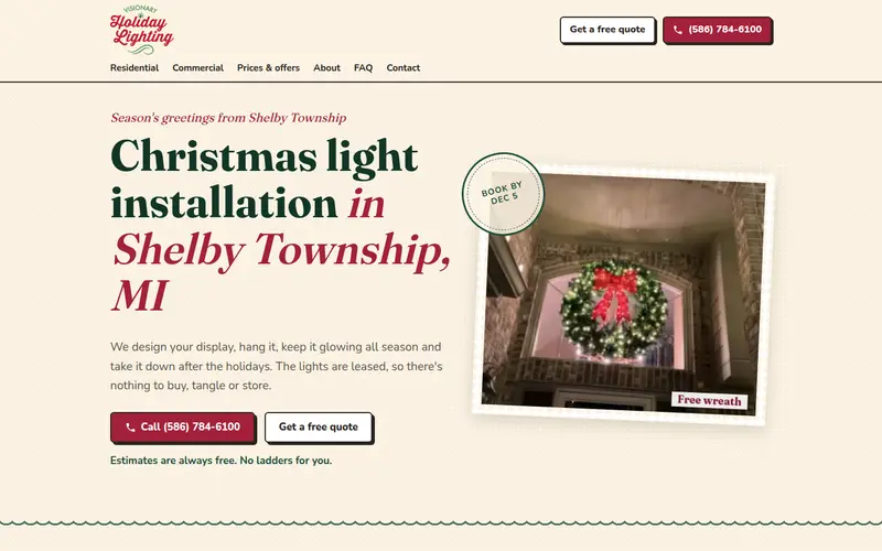 Direction C, Holiday Card: the top of its homepage
